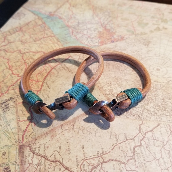 Anchor/Nautical leather bracelet - Picture 3 of 6